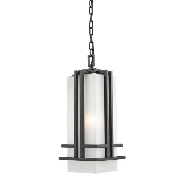 Abbey Outdoor Chain Light, Black & Matte Opal, Z-Lite, Mfr#: 549CHB-BK